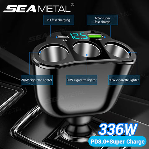 SEAMETAL 5-Port Car Charger - 336W Cigarette Lighter Adapter