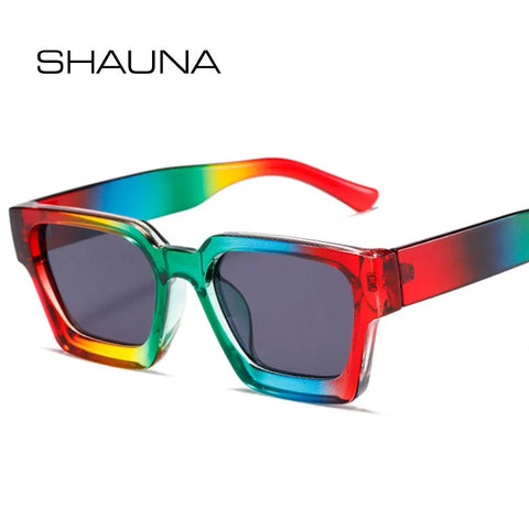 SHAUNA Retro Vierkante Zonnebril – Dik Montuur UV400-zonnebril met Versterkte Metalen Scharnieren