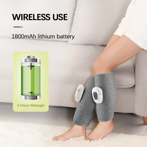 Wireless Rechargeable Electric Leg Massager - 3 Modes Air Compression Calf Massage