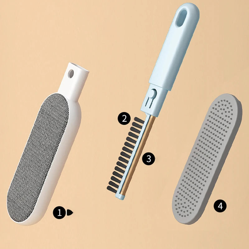 4-in-1 Portable Lint Remover and Pet Hair Brush - Manual Fluff Remover for Clothes and Carpets