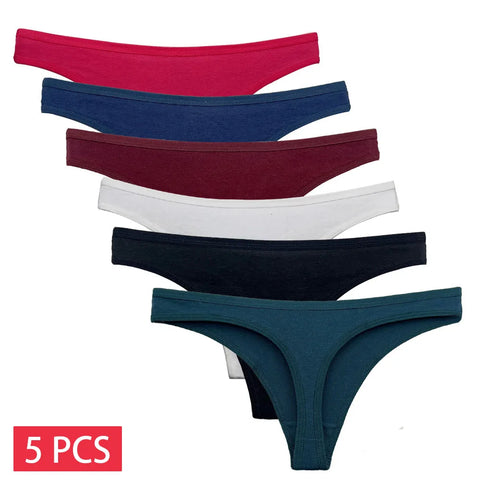 5 PCS Cotton G-String Panties for Women – Sexy Thong Underwear
