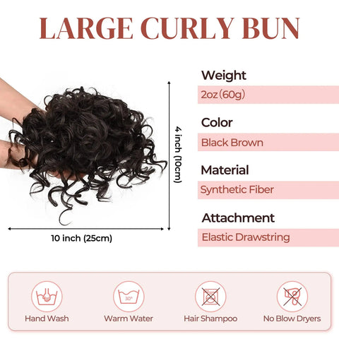 Messy Hair Bun Hair Piece - Large Curly Loose Wave Ponytail Extension