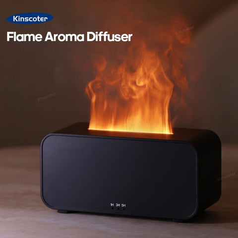 New Simulation Flame Aromatherapy Machine Mini Air Humidifier with LED Colorful Light and Timer