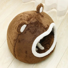 Cozy Brown Cat Bed - Plush Lounger for Kittens and Small Dogs