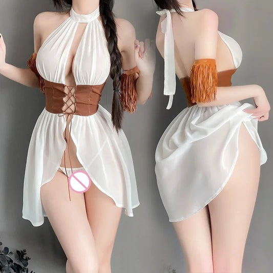 Seductive Open Bra Corset Cowboy Outfit