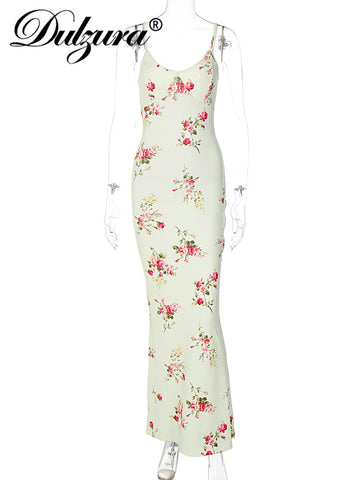 Dulzura Sexy Y2K Bloemenprint Mouwloze Rugloze Bodycon Maxi Jurk voor Vrouwen 2023 - Perfect voor Clubbing en Feesten