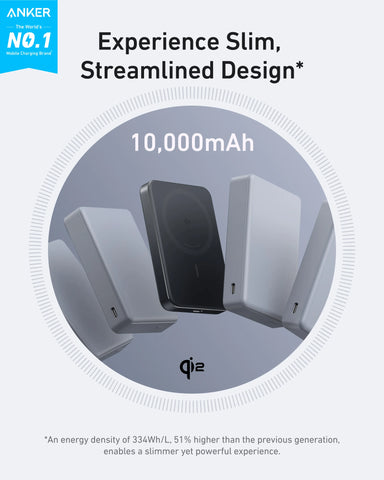 Anker MagGo 10000mAh Magnetic Power Bank – Qi2 Slim 15W Fast Charger