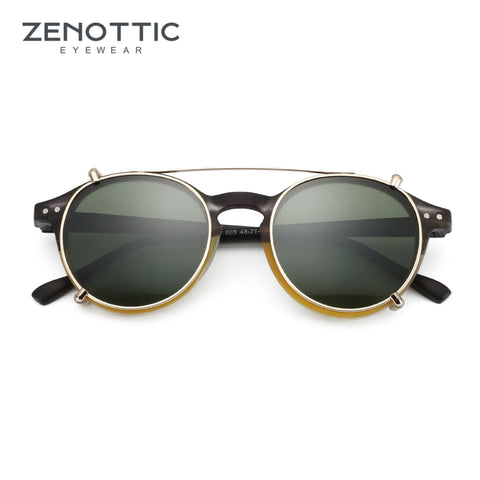 ZENOTTIC Steampunk Clip-On Gepolariseerde Zonnebril – Anti-Blauw Licht Retro UV400 Unisex Bril