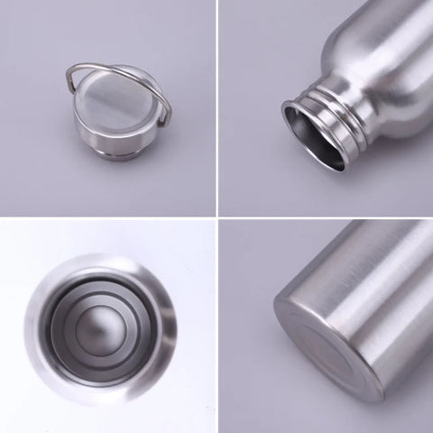 500/750/1000ml Stainless Steel Water Bottle - Single Wall Large Capacity Vacuum Flask for Cycling and Sports