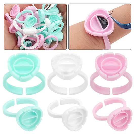 AILEISHI 100Pcs Disposable Eyelash Extension Glue Ring Cups