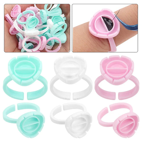 AILEISHI 100Pcs Disposable Eyelash Extension Glue Ring Cups