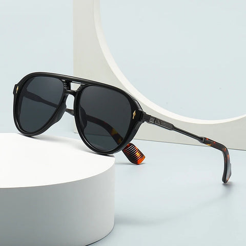 SHAUNA Retro pilotenzonnebril met dubbele brug - UV400 unisex luxe zonnebril met klinknagels
