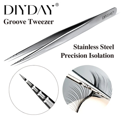 DIYDAY Groove Lash Tweezers - Precision Eyelash Extension Tool
