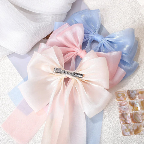 1 STUKS Meisjes Blauw Roze Grote Strik Lint Haarspeld - Elegante Lente Zomer Haaraccessoires 