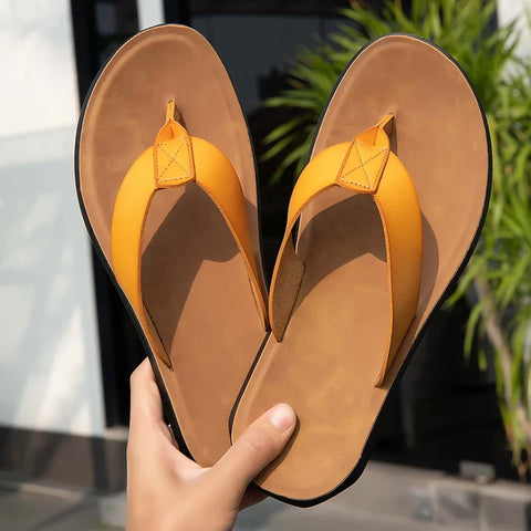 2023 New Italian Leather Flip-flops for Men - Cool Summer Beach Shoes