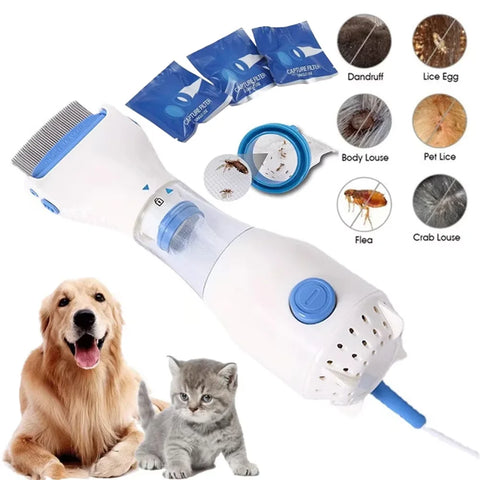 Lice Grabber Multifunctional Electric Flea Comb for Pets - Dog & Cat Hair Cleaner