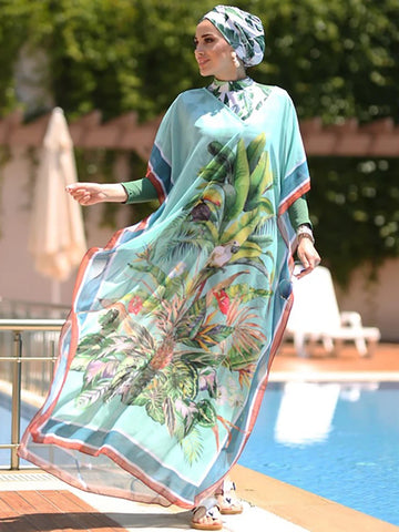 Plus Size Lange Mouwen Bescheiden Burkini Cover-Up