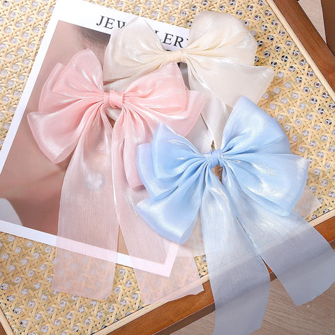 1 STUKS Meisjes Blauw Roze Grote Strik Lint Haarspeld - Elegante Lente Zomer Haaraccessoires 