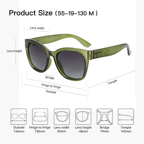ZENOTTIC Chunky Butterfly gepolariseerde zonnebril - dikke monturen UV400 cat-eye zonnebril voor dames