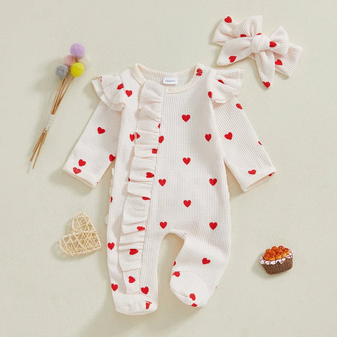 Tregren Newborn Baby Girl Valentine's Day Jumpsuit