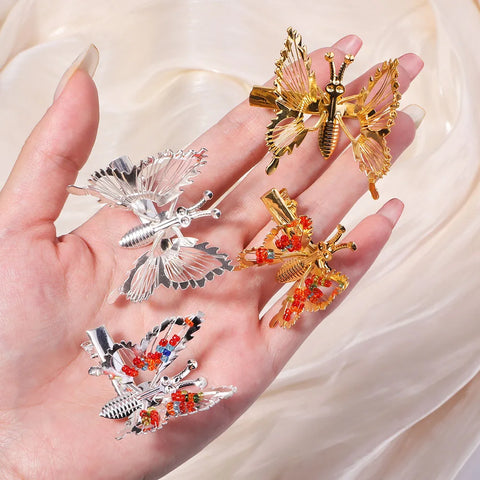 2Pcs/set Metal Will Move Simulation Butterfly Hair Clips for Women and Girls - Chic Duckbill Hairpins and Accessories