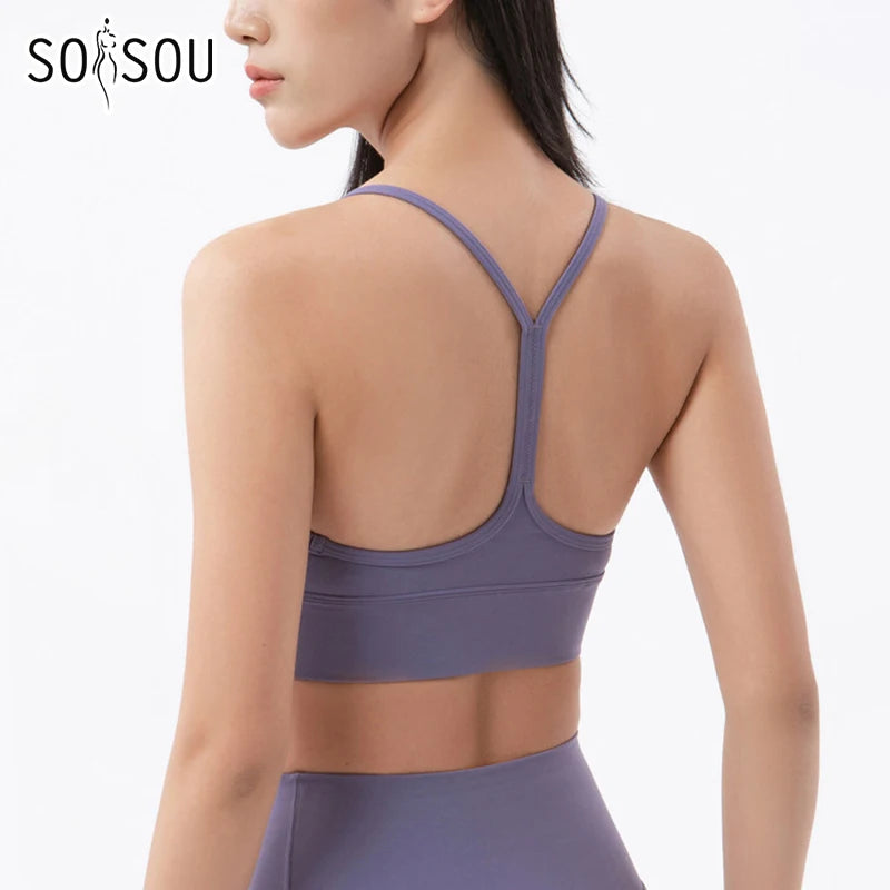 SOISOU Nylon Sexy Top Women Sports Bra for Yoga and Fitness