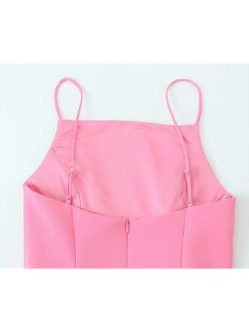 TFMLN Elegante damesjurk met roze spaghettibandjes 