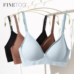 FINETOO Women Wireless Bra Set - Trendy Deep V Padded Bralette