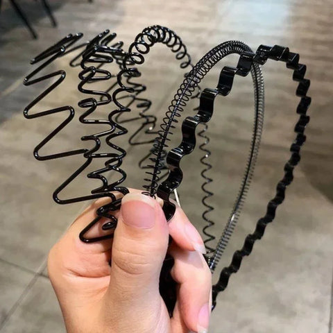 6 stuks modieuze metalen haarbanden voor mannen en vrouwen, unisex, zwarte golvende haarband, sporthoofdband, haarband, haaraccessoires, cadeau 
