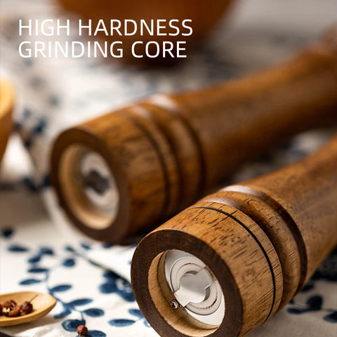Classical Oak Wood Pepper Spice Mill Grinder Set - Adjustable Ceramic Grinding Core