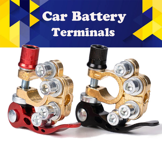 2Pcs Car Battery Terminal Connectors - Quick Release Positive and Negative Clips