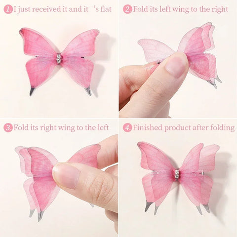 5pcs/set Cute Mesh Double-layer Simulation Butterfly Hairpins – Colorful Gradient Headwear for Lovely Girls