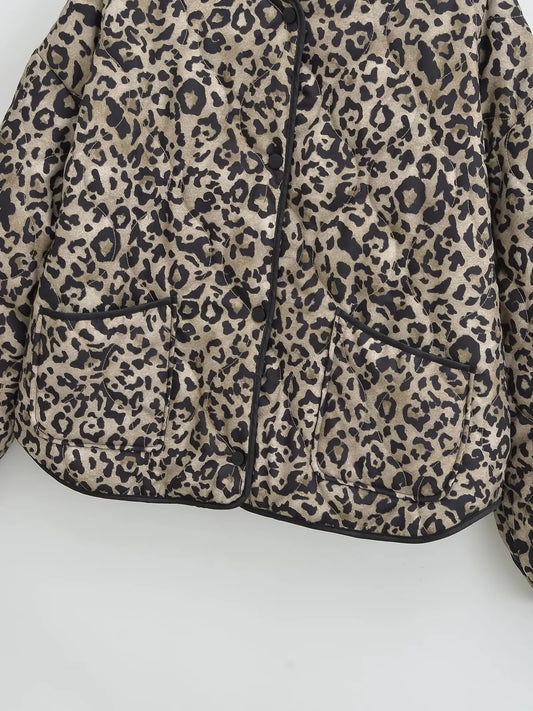 MUJER Luipaardprint Oversized Jas voor Dames – Stijlvolle Jas met Drukknopen 2025