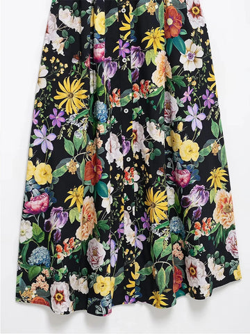 TRAF Floral Print Midi Dress for Women