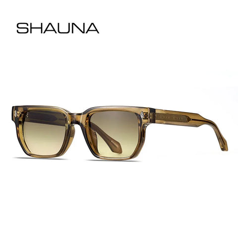 SHAUNA Retro Rechthoekige Zonnebril – UV400-zonnebril met klinknagels