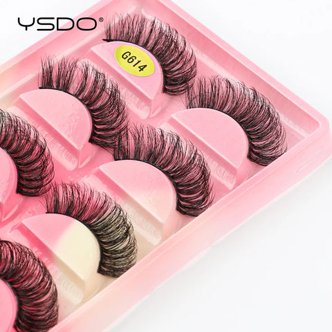 YSDO 5 Pairs Natural Long 3D Mink Eyelashes
