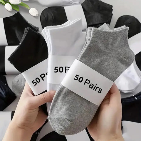 Breathable Deodorant Men's Low Cut Ankle Socks - 10/20/30/40/50 Pairs