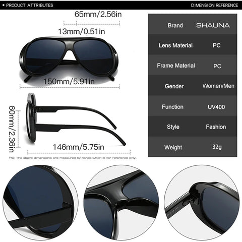 SHAUNA Oversized Pilotenzonnebril – Retro Gradient Mirror UV400 Unisex Zonnebrillen