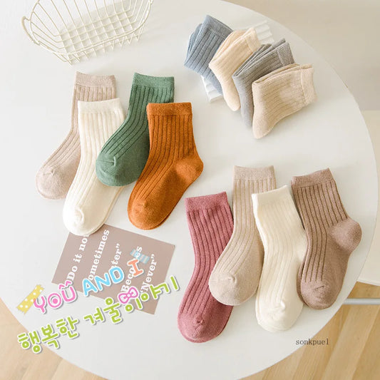 Cute Morandi Color Kids Socks for Autumn & Winter