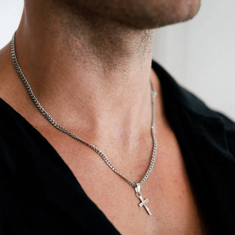 Casual Cross Pendant Necklaces for Men and Boys - Waterproof Stainless Steel Jewelry Gifts