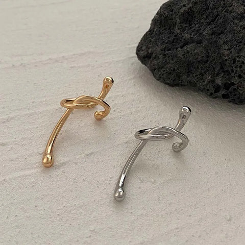 Gold Knotted Ear Clip - Fashion Jewelry for Women & Girls, No Piercing Needed