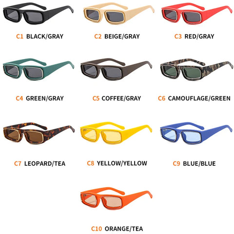 SHAUNA Fashion Rechthoekige Zonnebril – Vintage Geel &amp; Oranje UV400 Unisex Zonnebrillen