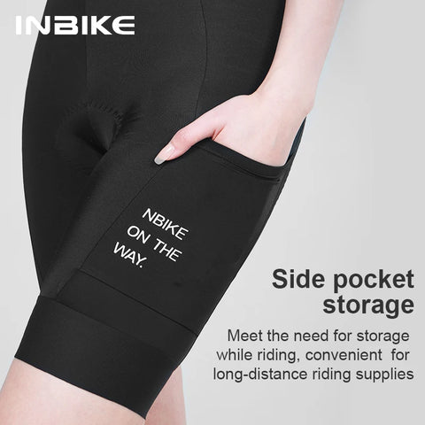 INBIKE Women's High Waist Cycling Bib Shorts with 3D Padding and Pockets