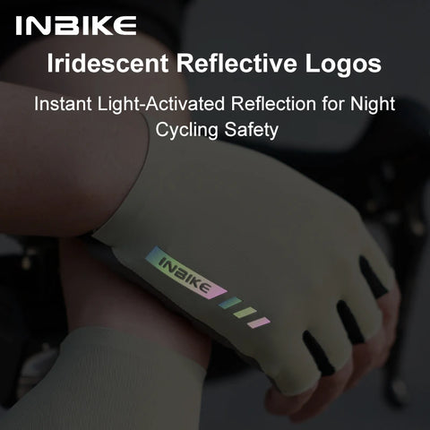 INBIKE Nieuwe fiets handschoenen met reflecterende strepen en ademend mesh voor mountainbiken en racefietsen