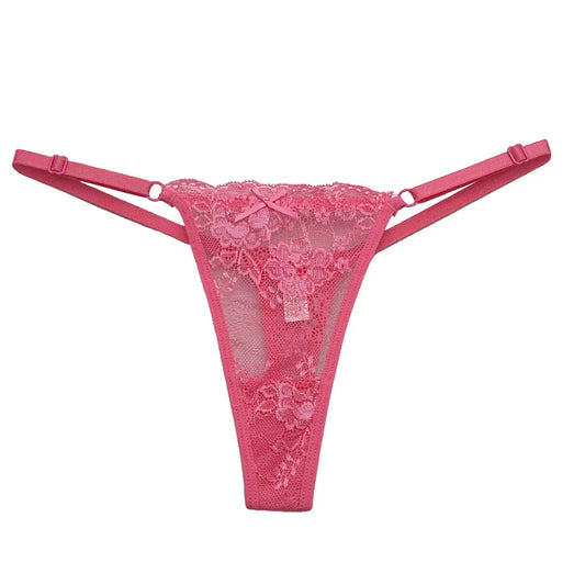 5 PCS Set Adjustable Waistband Sexy Lace Thongs for Women - Transparent G-string Panties