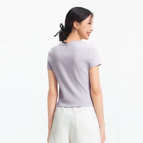 Semir dames cropped geborduurd T-shirt