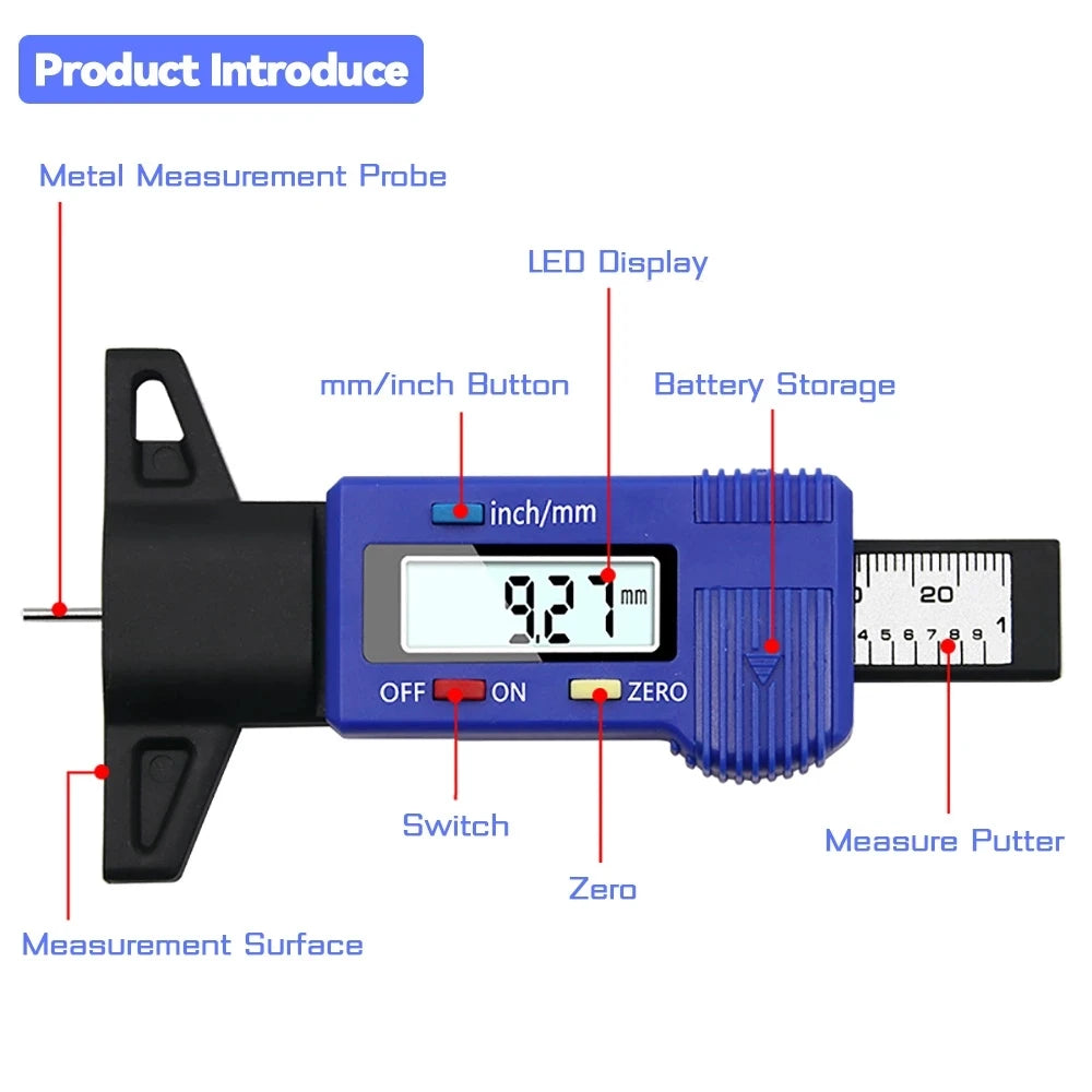 Digital Car Tyre Thickness Gauges - Essential Tool for Safe Driving