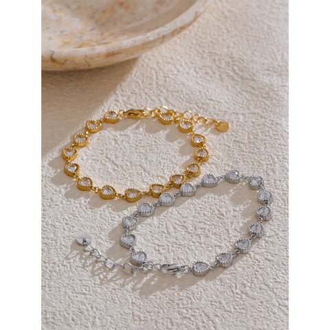 Yhpup Heart Cubic Zirconia Waterproof Bracelet Bangle - Stainless Steel Jewelry for Every Occasion