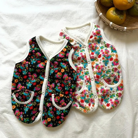 Charming Cotton Pet Dog Clothes - Classic Shabby Flower Coat for Winter