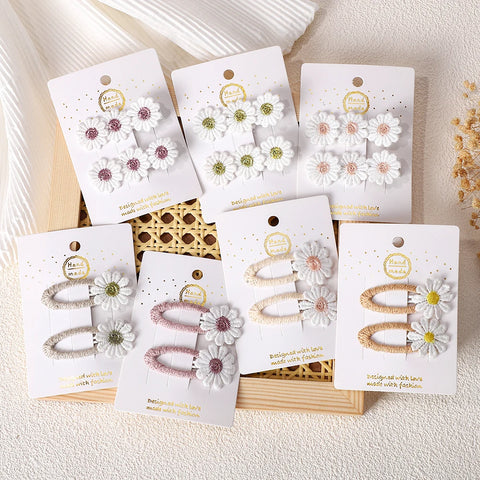 Set haarspeldjes met madeliefjes voor babymeisjes - schattige kanten haarspeldjes 